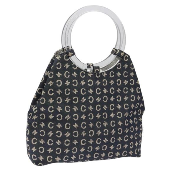 CELINE C Sulky Circle Shoulder Bag Canvas Navy Clear - Picture 1 of 12